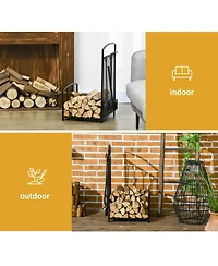 Homcom Indoor Outdoor Firewood Rack with Tools,