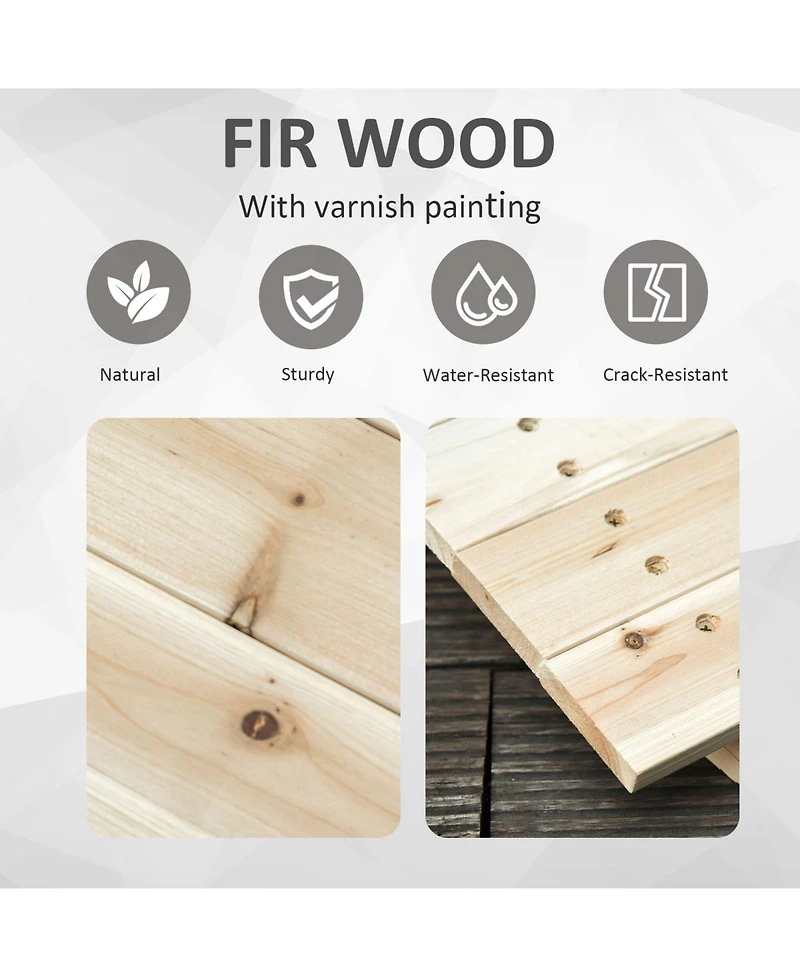 Outsunny 7.5' Fir Wood Garden Bridge Arc Walkway with Side Railings, Natural