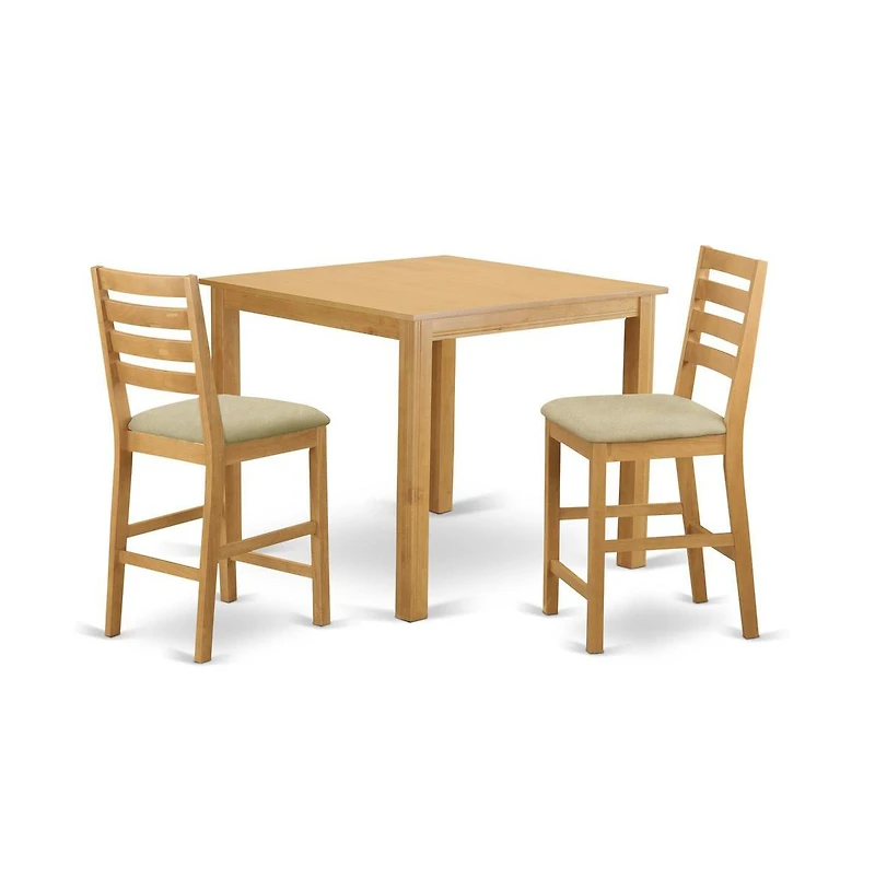 East West Furniture CAFE3-oak-c 3 Pc counter height Dining room set-pub Table and 2 counter height stool