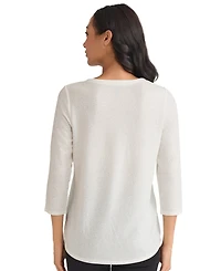 Jones New York Women's Leopard Dew Drop V-Neck Top