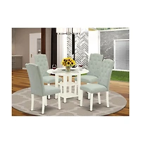 East West Furniture Dining Room Set Linen White, SUCE5-lwh-15