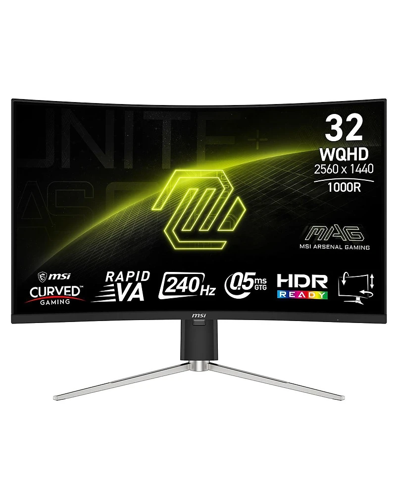 Msi Mag 325CQRXF E2 31.5" 16:9 Wqhd 240Hz Curved Va Lcd Hdr Gaming Monitor, Black