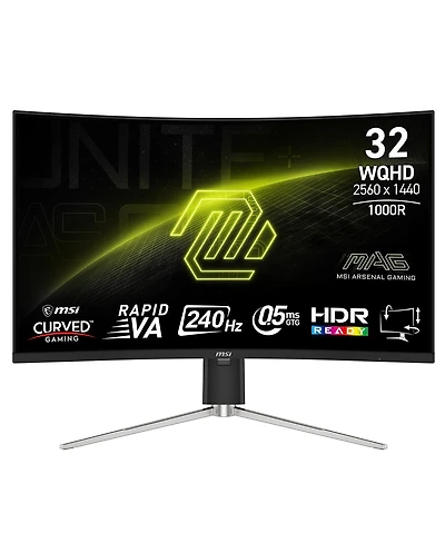 Msi Mag 325CQRXF E2 31.5" 16:9 Wqhd 240Hz Curved Va Lcd Hdr Gaming Monitor, Black