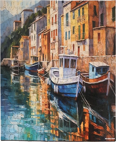 AreYouGame.com Wooden Jigsaw Puzzle Boats At Bay, 494 Pieces