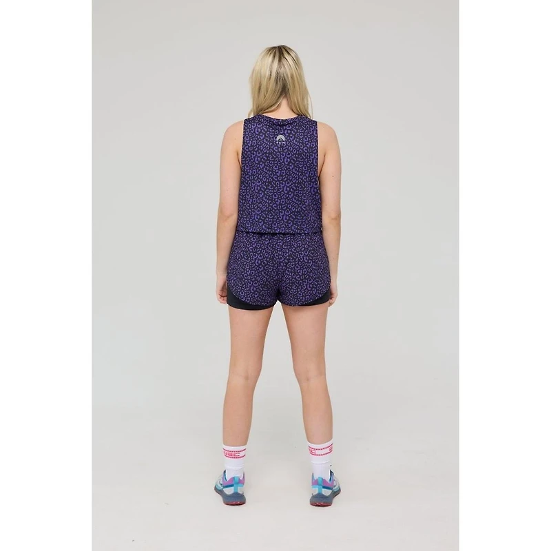 Oosc Women's Elite 2 1 Running Shorts - Purple Leopard