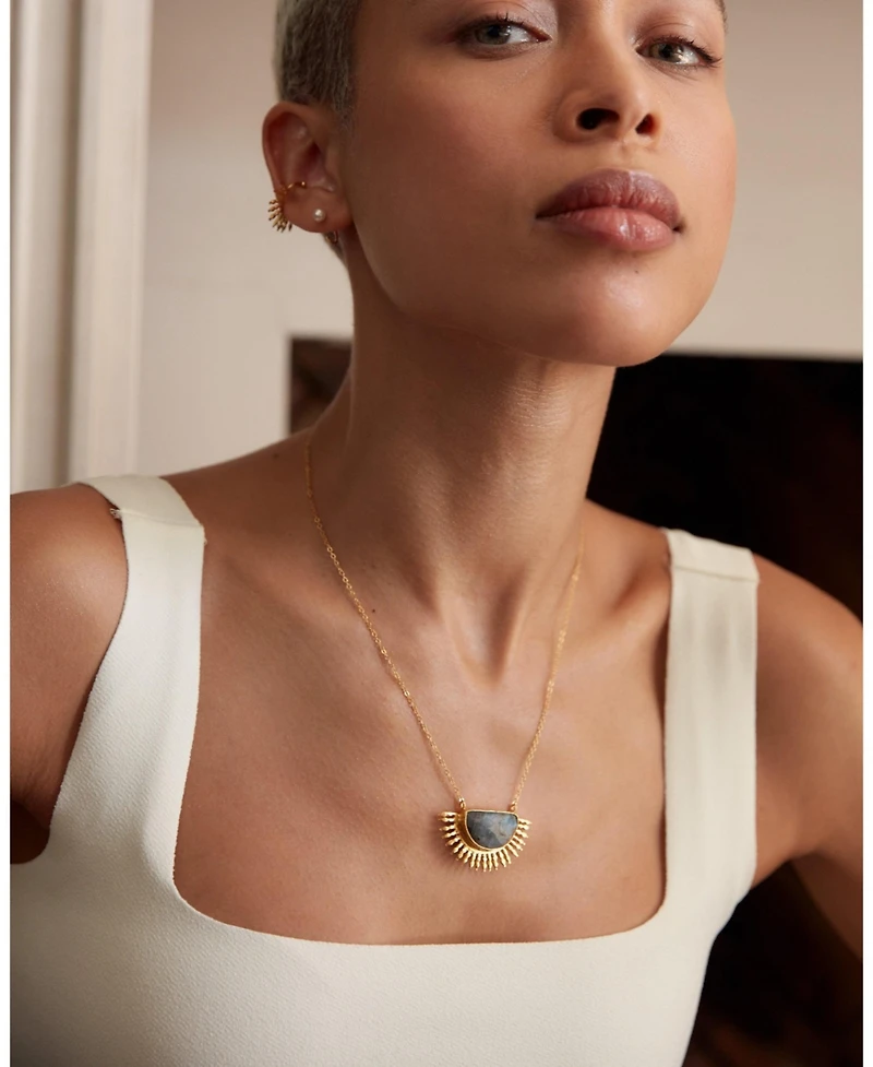 Ottoman Hands Sunrise Labradorite Pendant Necklace
