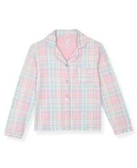 Max & Olivia Little and Big Girls 3-Piece Plaid Coat, Pants Scrunchie Pajama Set