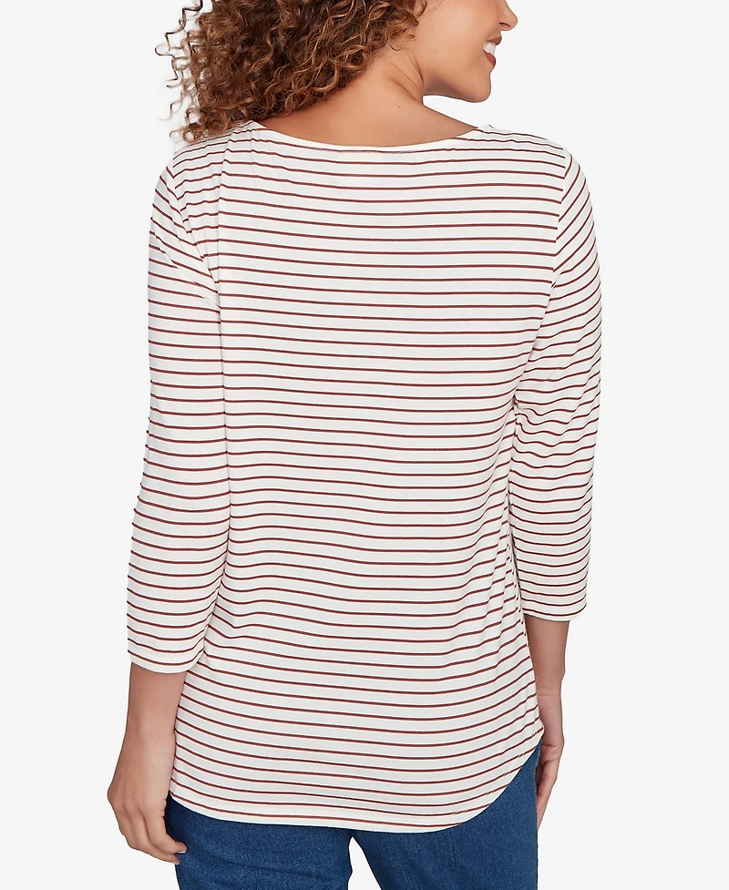 Ruby Rd. Petite Fall Harvest Striped Knit Top