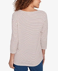 Ruby Rd. Petite Fall Harvest Striped Knit Top