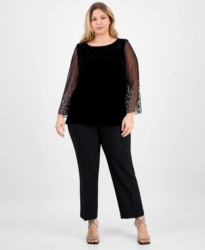 Alex Evenings Plus 3/4-Sleeve Embellished Top