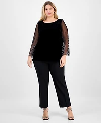 Alex Evenings Plus 3/4-Sleeve Embellished Top