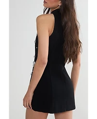 Embellished Applique Mini Dress