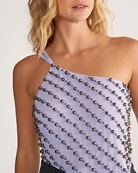 Studded Asymmetric One Shoulder Top