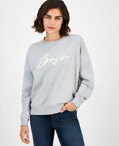 Boss Orange Women's Cotton Logo Crewneck Sweatshirt
