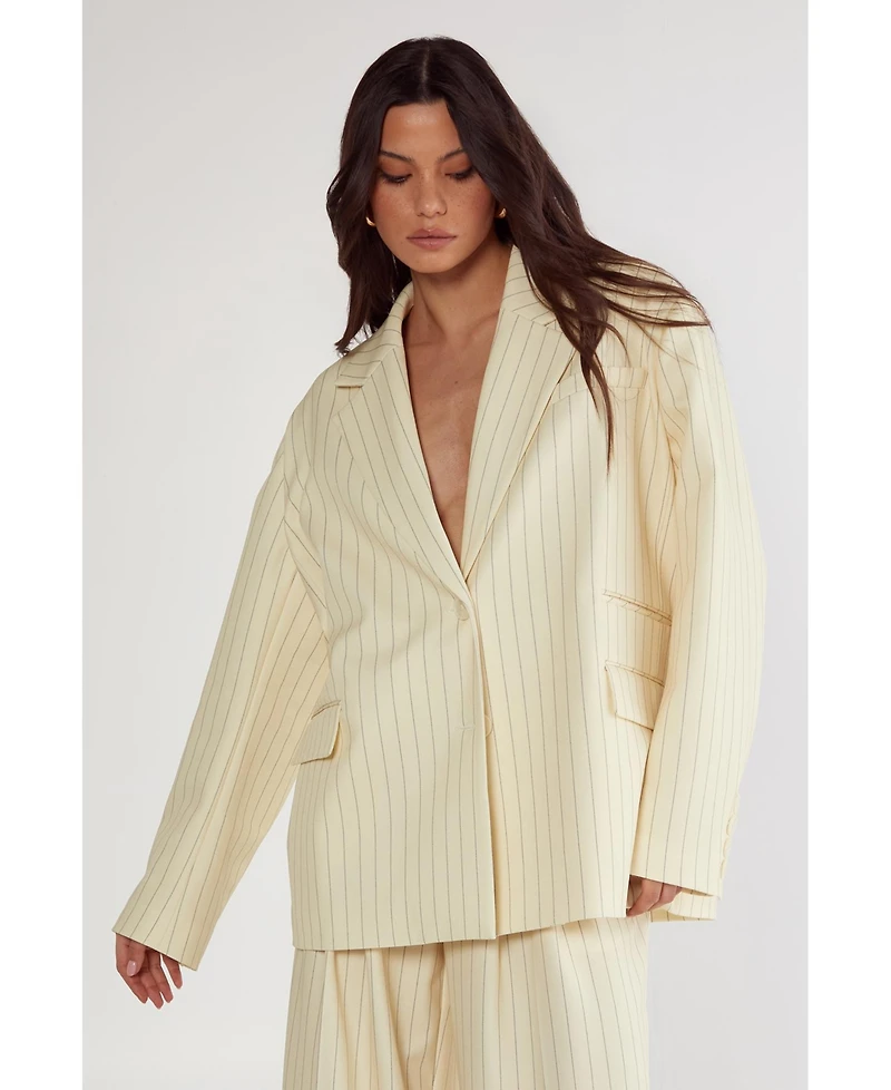 Nasty Gal Women's Oversized Pinstripe Tailored Blazer