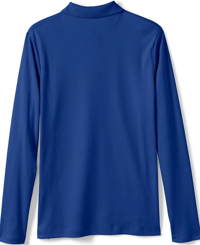 Lands' End Girls School Uniform Long Sleeve Feminine Fit Interlock Polo Shirt