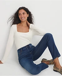 Lands' End Women's Long Sleeve Rib Square Neck Tee