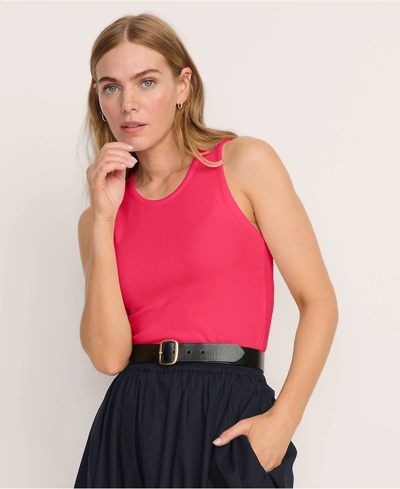 Lands' End Women's Drapey Rib Fitted Tank Top