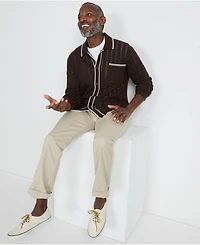 Lands' End Men's Long Sleeve Button Through Summer Polo Cardigan