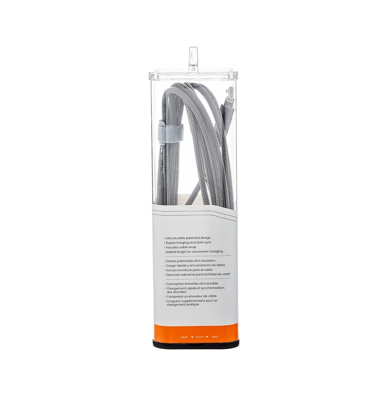 Ventev Alloy Usb A to Apple Lighting High Speed Ultradurable 10 Foot Cable-Silver