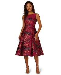 Adrianna Papell Women's Boat Neck Midi Dress