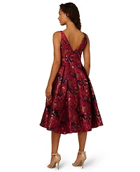 Adrianna Papell Women's Boat Neck Midi Dress
