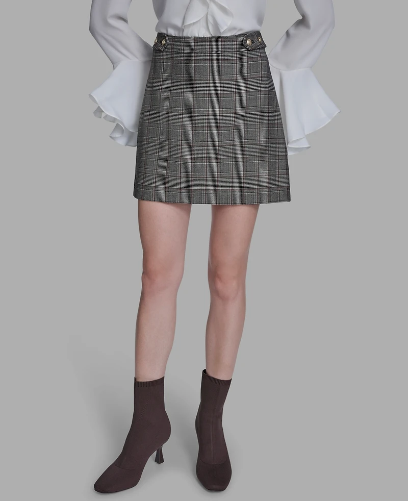Bcbg Women's Buttoned Plaid Mini Skirt