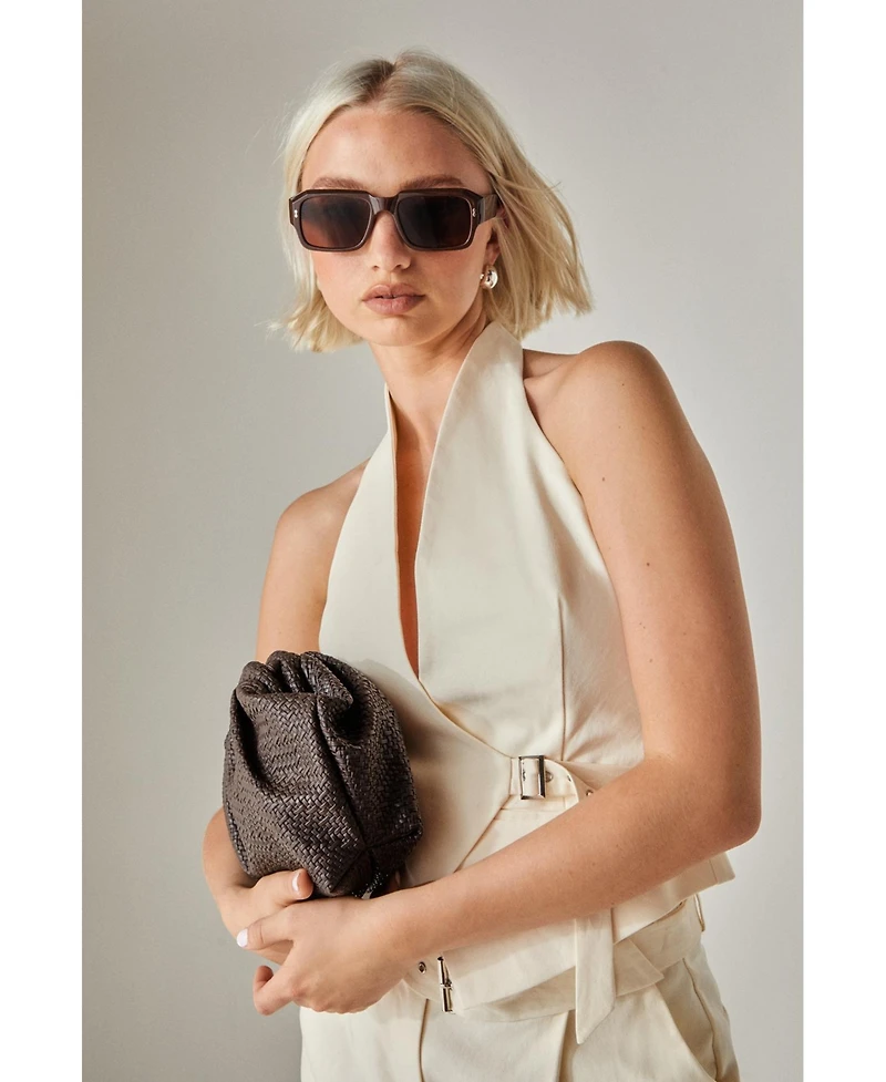 Nasty Gal Women's Twill Buckle V-Neck Halter Neck Vest
