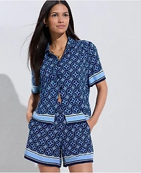 Lands' End Women's Rayon Short Sleeve Camp Shirt