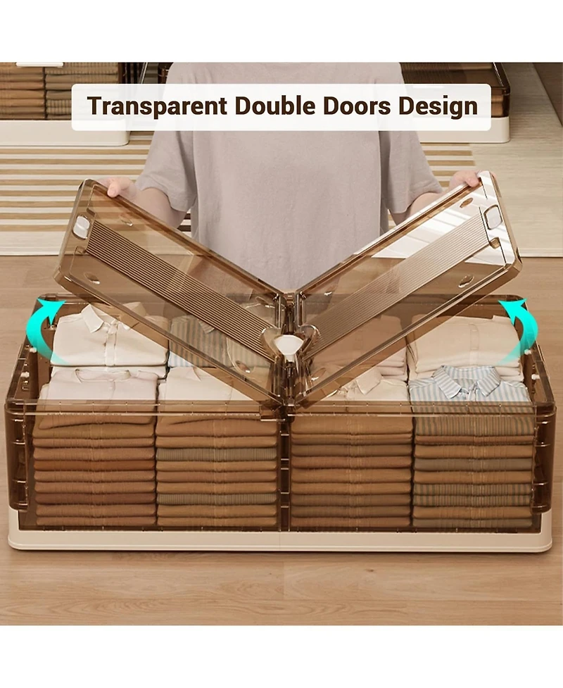 gaomon 2PCS Plastic Under the Bed Storage Bins, Dustproof + Damp-Proof Under the Bed Storage, Under Crib Storage with 6 Pre-Installed Wheels, for Clot