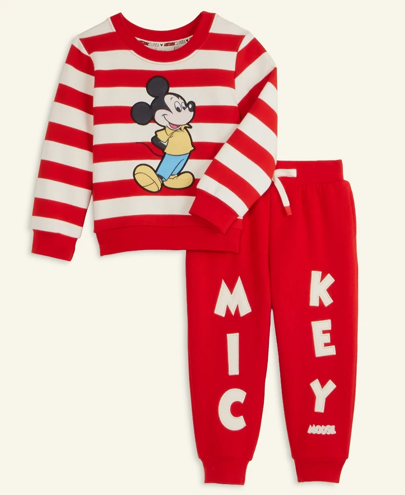 Disney | Macy's Toddlers Mickey Mouse Striped Sweatshirt & Jogger Pant Set, Exclusive