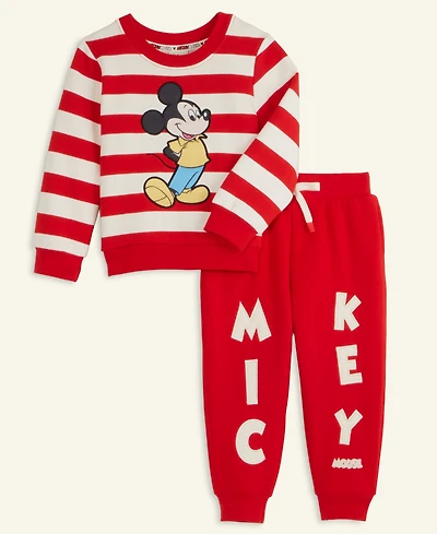 Disney | Macy's Toddlers Mickey Mouse Striped Sweatshirt & Jogger Pant Set, Exclusive