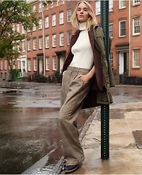 Lands' End Women's Brushed Flannel High Rise Pleated Wide Leg Pants