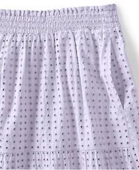 Lands' End Women's Poplin Tiered Eyelet Midi Skirt