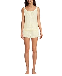Lands' End Women's Poplin 2 Piece Pajama Set - Tank Top and Shorts