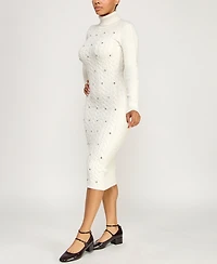 Rosie Harlow Juniors' Cable Knit Rhinestones Sweater Dress