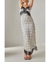 Nasty Gal Women's Satin Lace Trim Maxi Dress