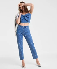 Disney | Macy's Women's Denim Minnie Mouse Bow Top Embellished with Crystals by Swarovski, Exclusive
