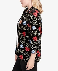Alfred Dunner Jet Setter Rich Velvet Floral Two One Top With Necklace