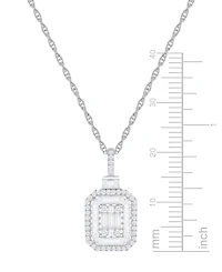 Diamond Baguette & Round Pendant Necklace (1/2 ct. t.w) 14k Yellow or White Gold