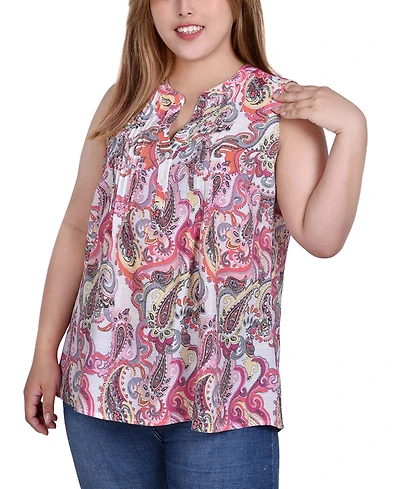 Ny Collection Plus Sleeveless Pintucked Top