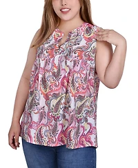 Ny Collection Plus Sleeveless Pintucked Top