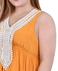 Ny Collection Plus Sleeveless Crochet Detail Dress
