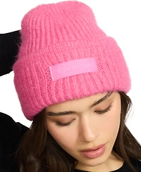 Steve Madden Women's Mixed Knit Tonal Patch Beanie