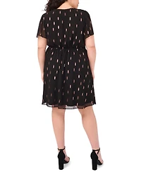 Msk Plus Size Flutter Sleeve Fit and Flare Short Dress