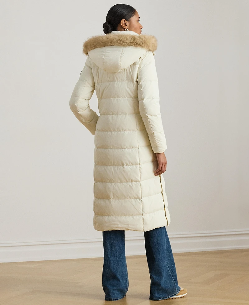 Lauren Ralph Women's Faux-Fur-Trim Maxi Puffer Coat