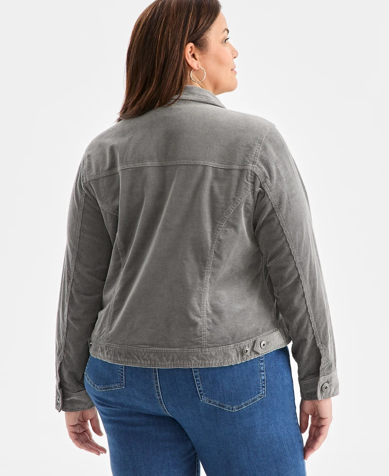 Style & Co Plus Corduroy Button-Front Jacket, Macy's Exclusive