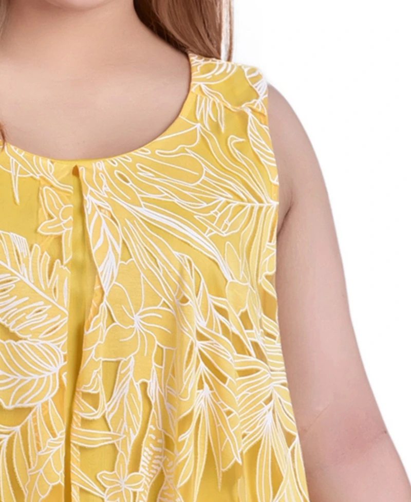 Ny Collection Plus Sleeveless Hi Lo Burnout Tunic
