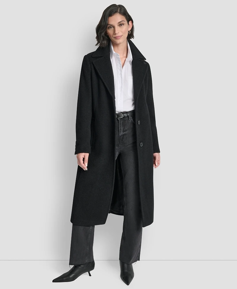 Dkny Women's Maxi Boucle Notch Collar Coat
