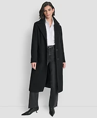 Dkny Women's Maxi Boucle Notch Collar Coat